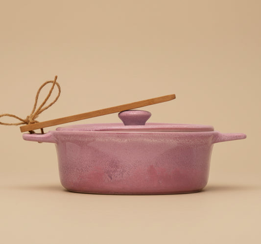 Stoneware Brie Baker with Bamboo Spreader