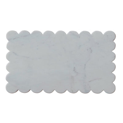 Marble Cheese/Cutting Board w/ Scalloped Edge, White