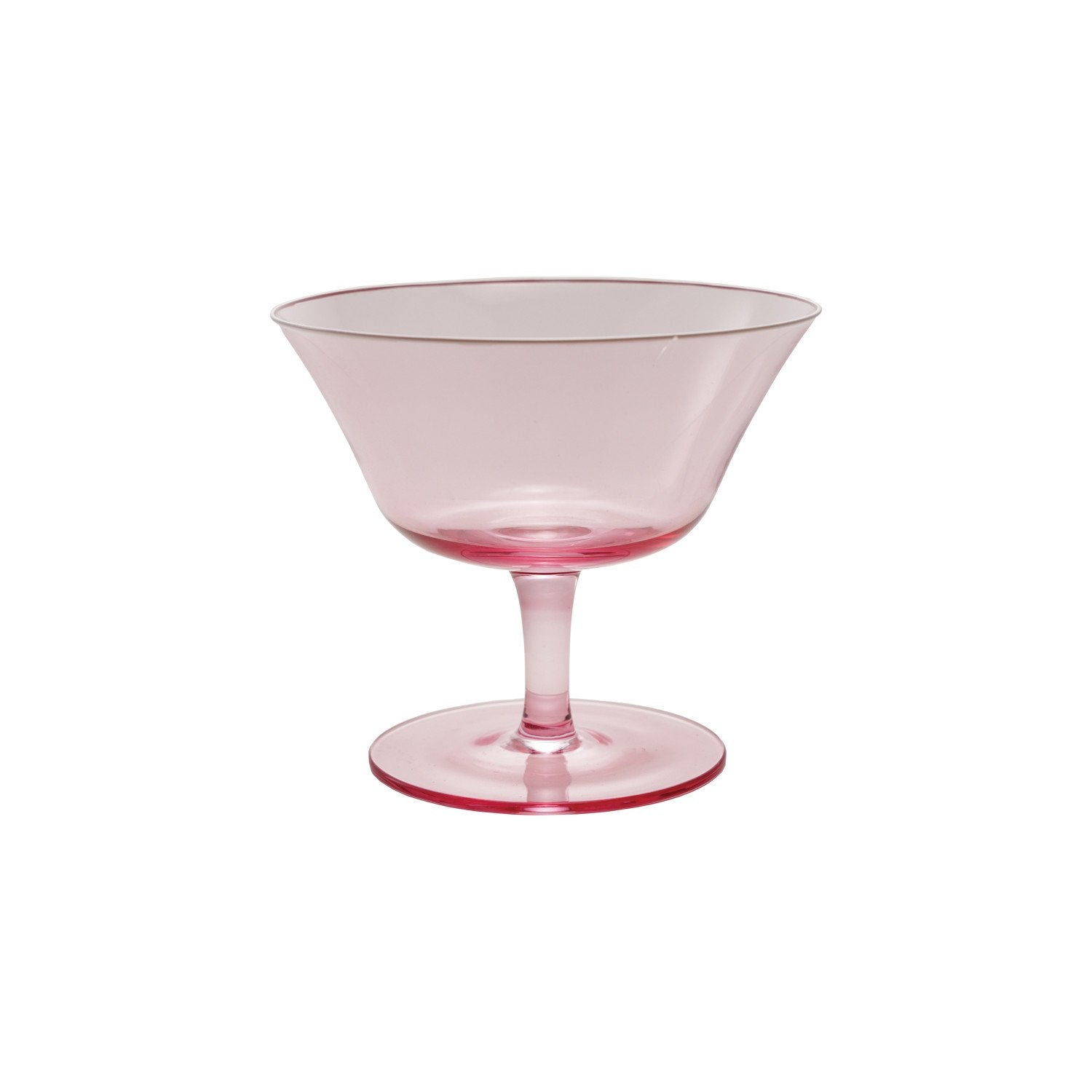 8 oz. Stemmed Coupe Glass with White Rim, Pink