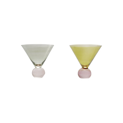 12 oz. Two-Tone Martini Glass with Ball Stem, 2 Colors