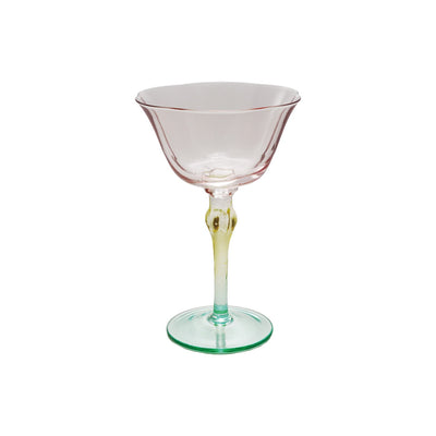 6 oz. Hand-Blown Stemmed Wine Glass, Pink, Yellow & Green