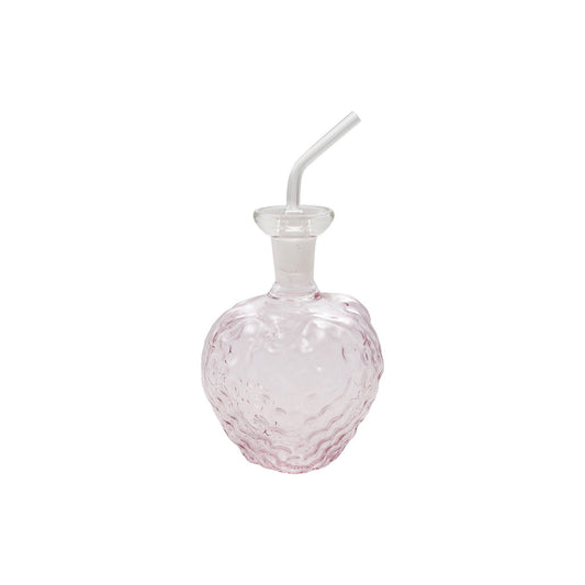 12 oz. Glass Strawberry Shaped Cruet with Stopper, Pink