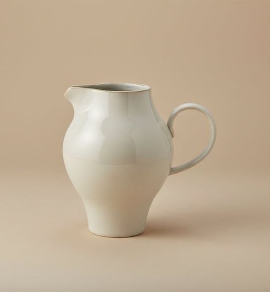 4 Quart Stoneware Vintage Reproduction Pitcher, White (Each One Will Vary)