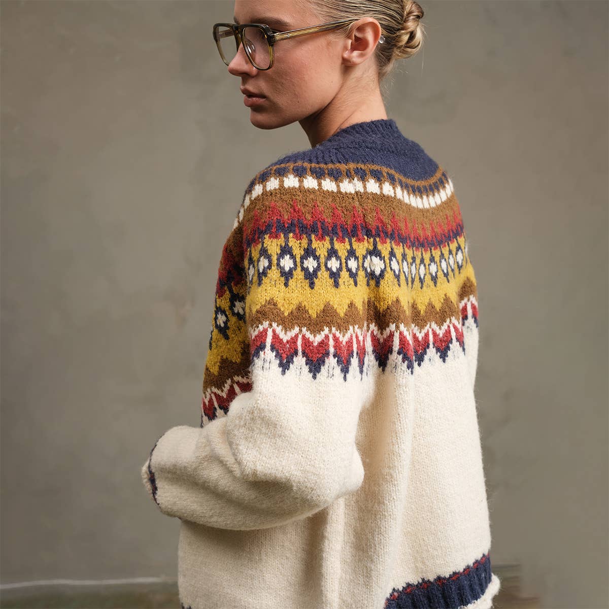 Nordic Pattern Toggle Knit Cardigan