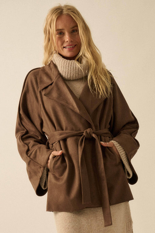 Christa Suede Belted Trench Coat- Two Colors