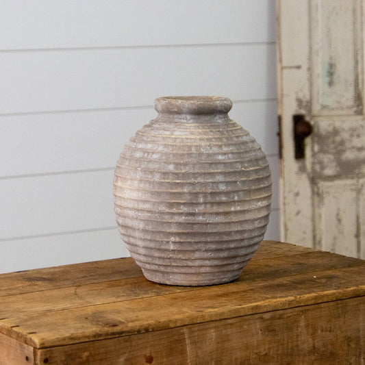 Distressed Ridge Terra Cotta Vase