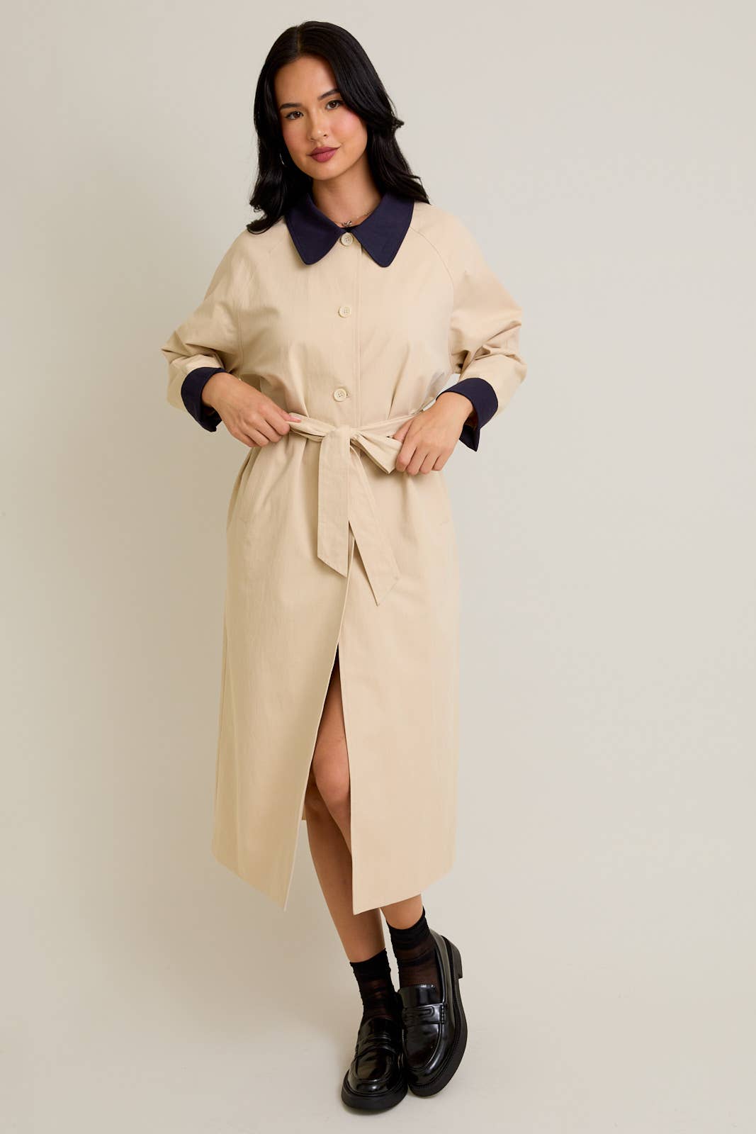 Rya Contrast Collar Trench Coat