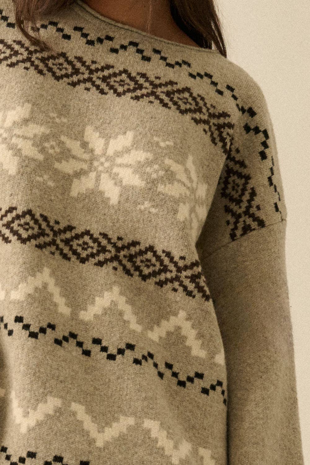 Alpine Snowflake Roll-Neck Sweater