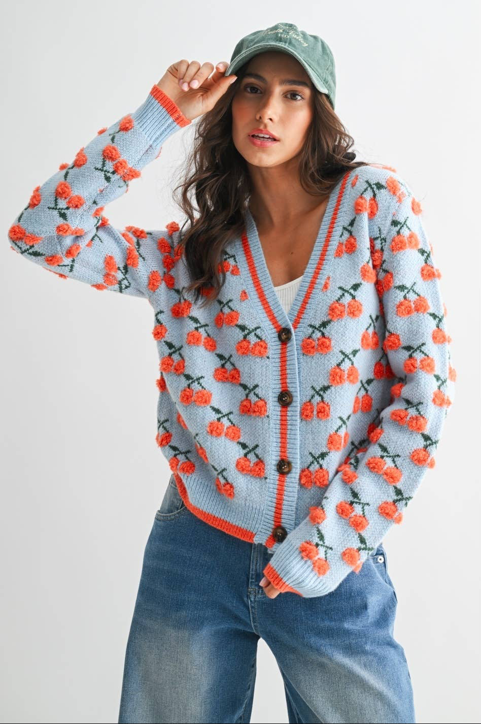 Karina Cherry Wool Cardigan