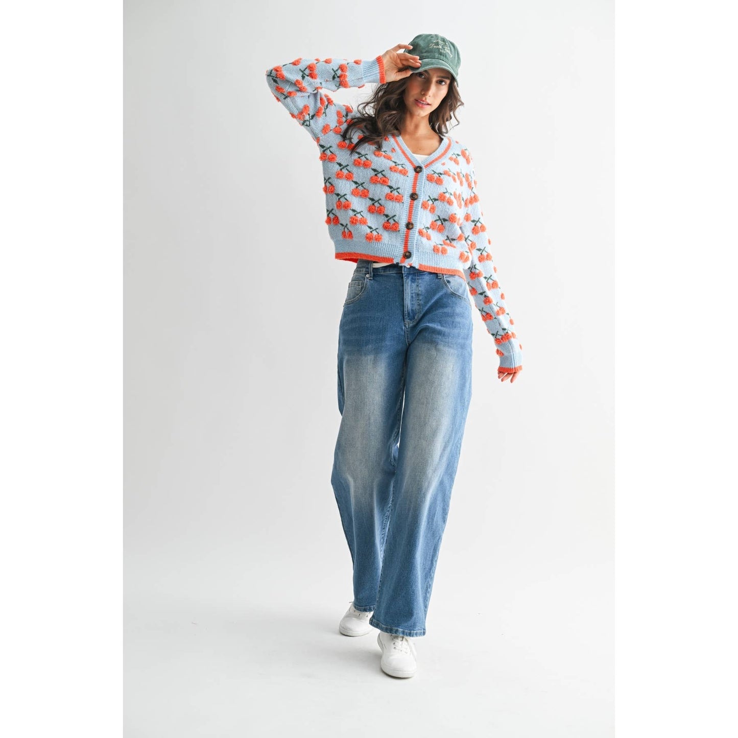 Karina Cherry Wool Cardigan