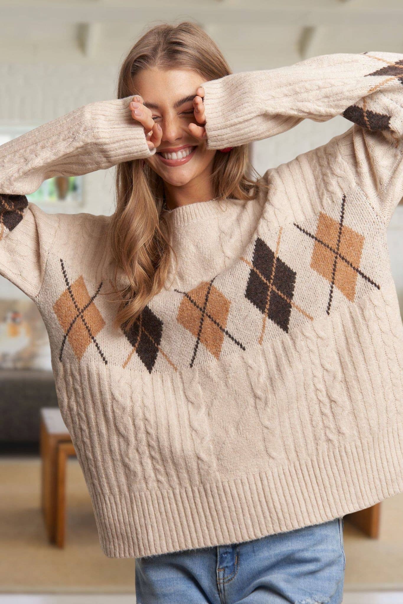 Josie Argyle Pattern Sweater