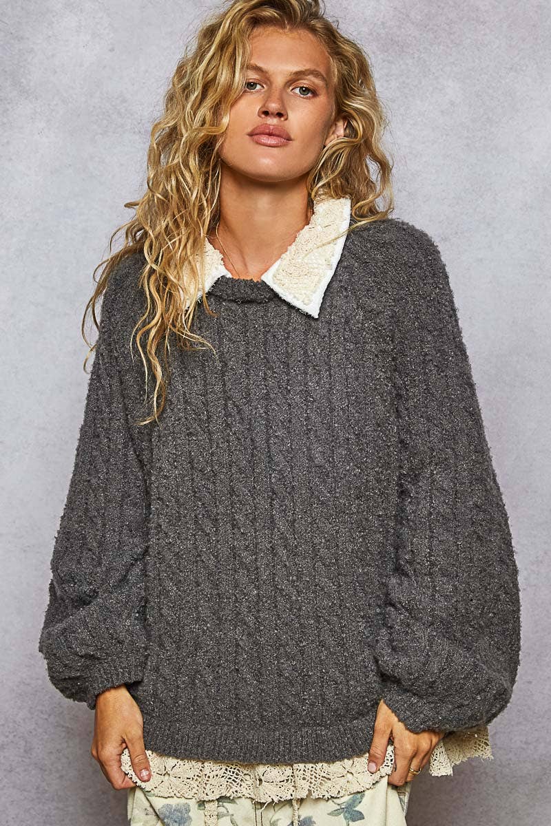 Jolie Crochet & Cable Knit Sweater