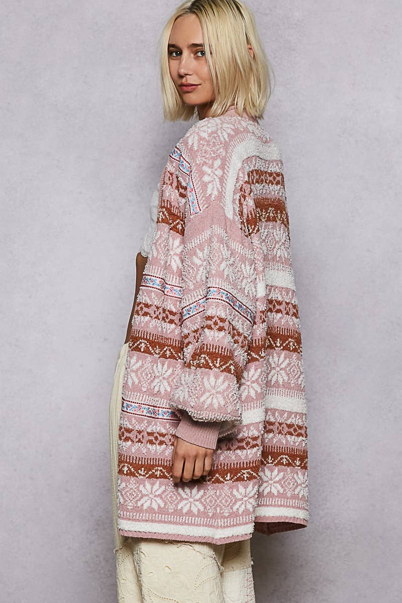 Pink Snow Chenille Cardigan