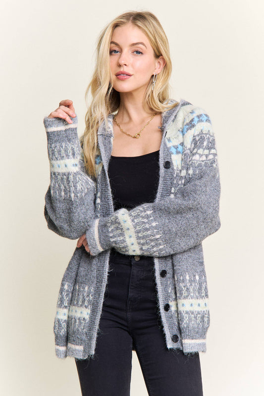 Aspen Fair Isle Hooded Cardigan- Two colors