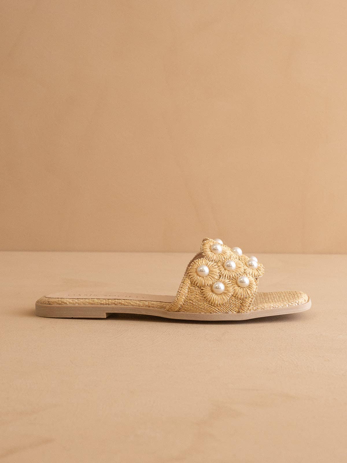 The Cathleen | Natural Pearl Raffia Slide Sandal