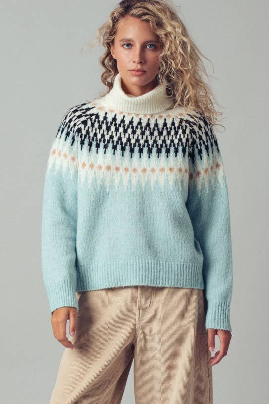 Zoey Fair Isle Turtleneck Sweater
