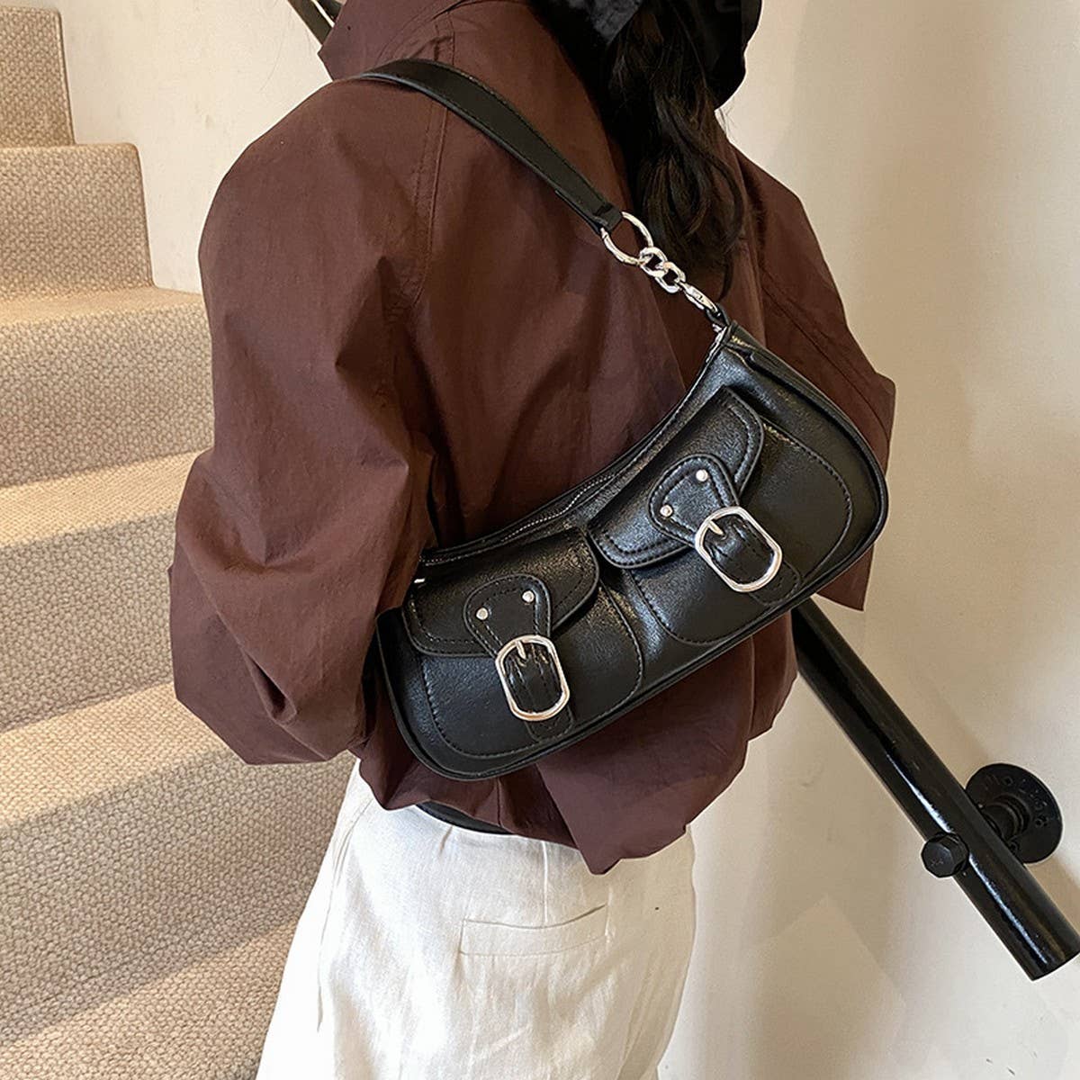 Brooklyn Buckle Shoulder Bag - Two Colors