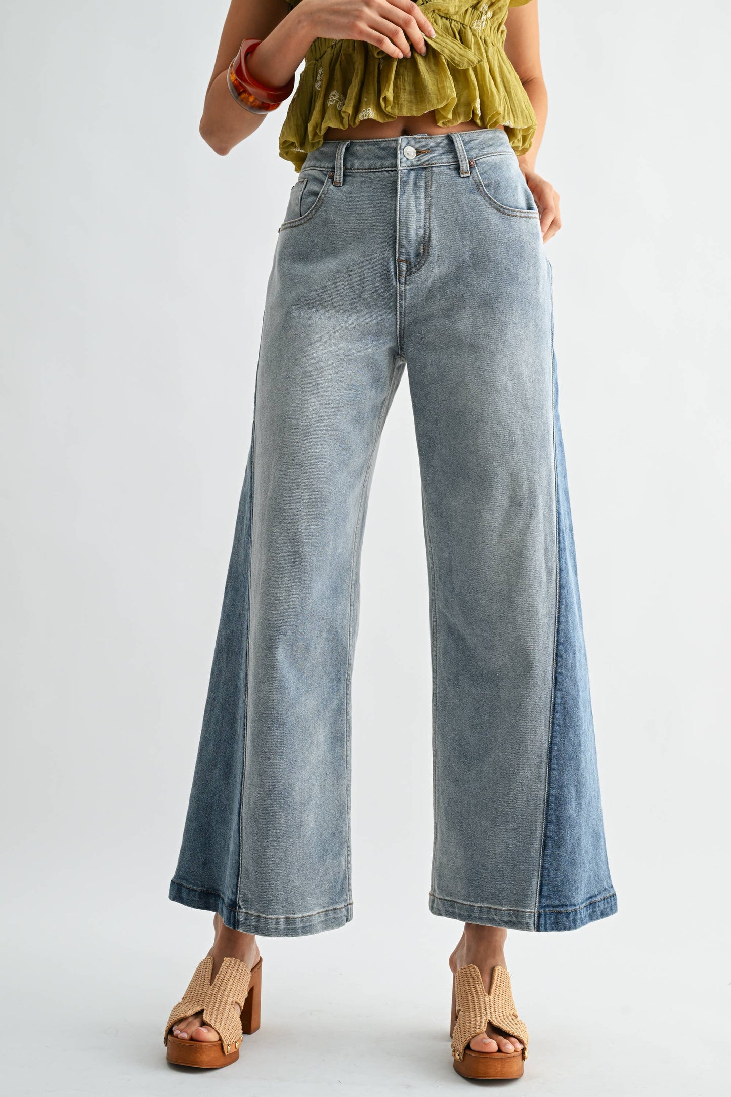Sasha Two Tone Wide Leg Jeans