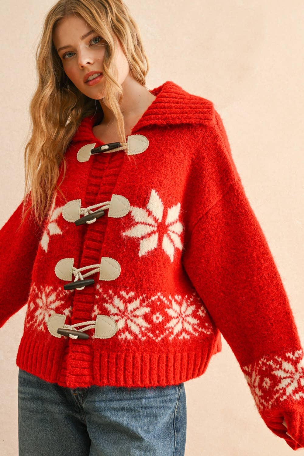 Alpine Snowflake Toggle Sweater