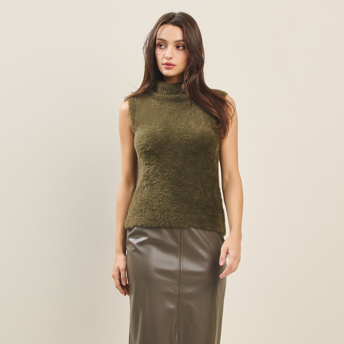 Abigail Furry Mock Neck Sweater