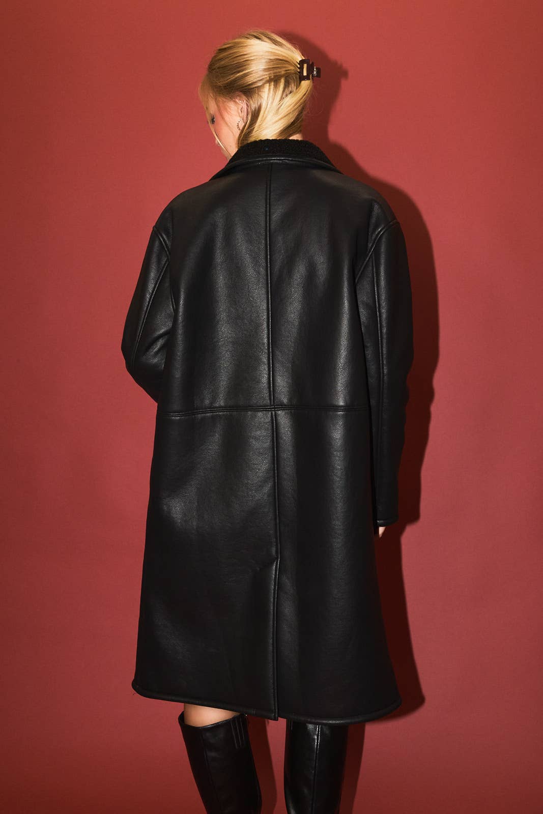 Melanie Sherpa Lined Leather Coat