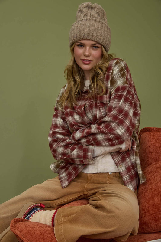 Jade Patchwork Plaid Top