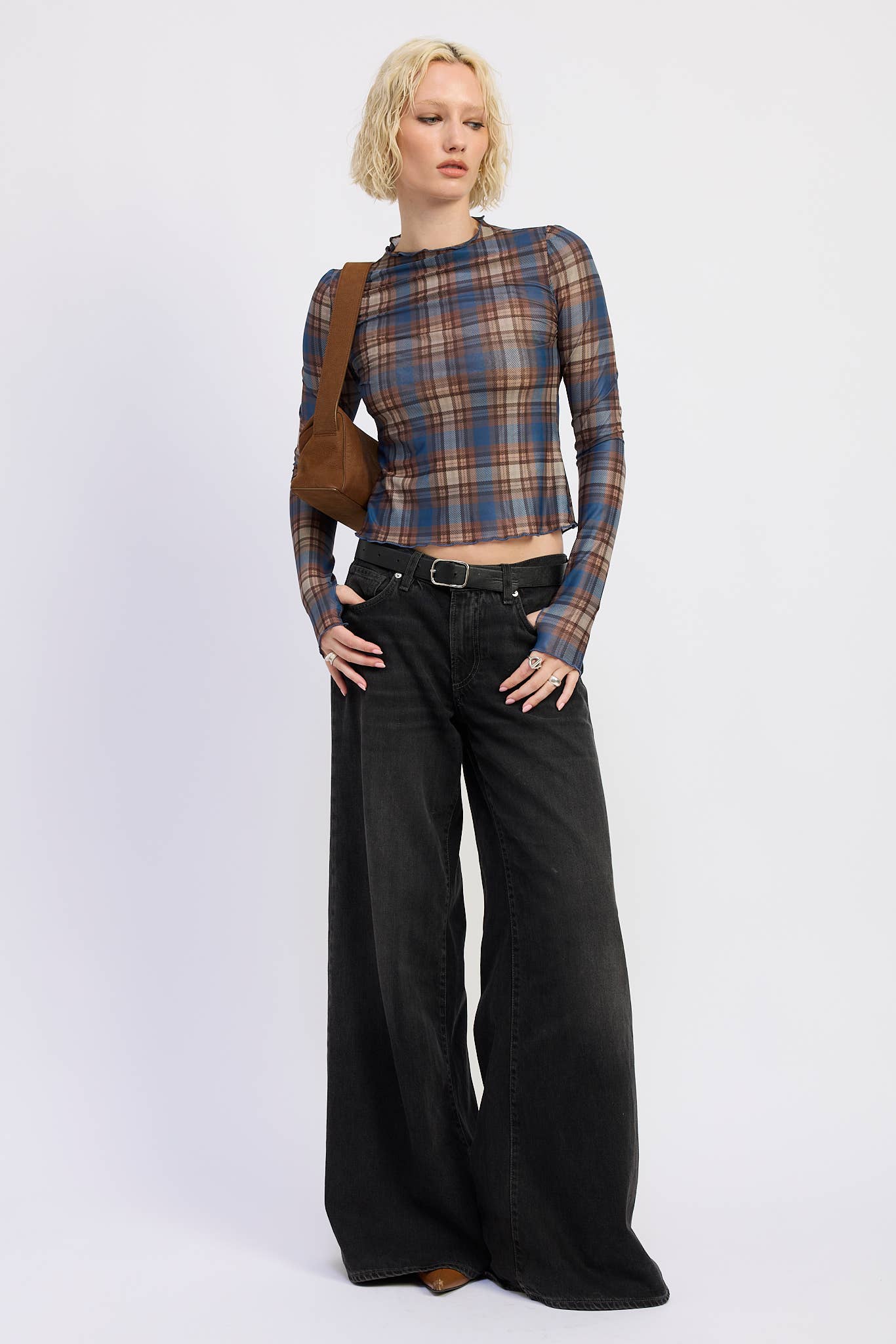 Daria Plaid Mesh Top