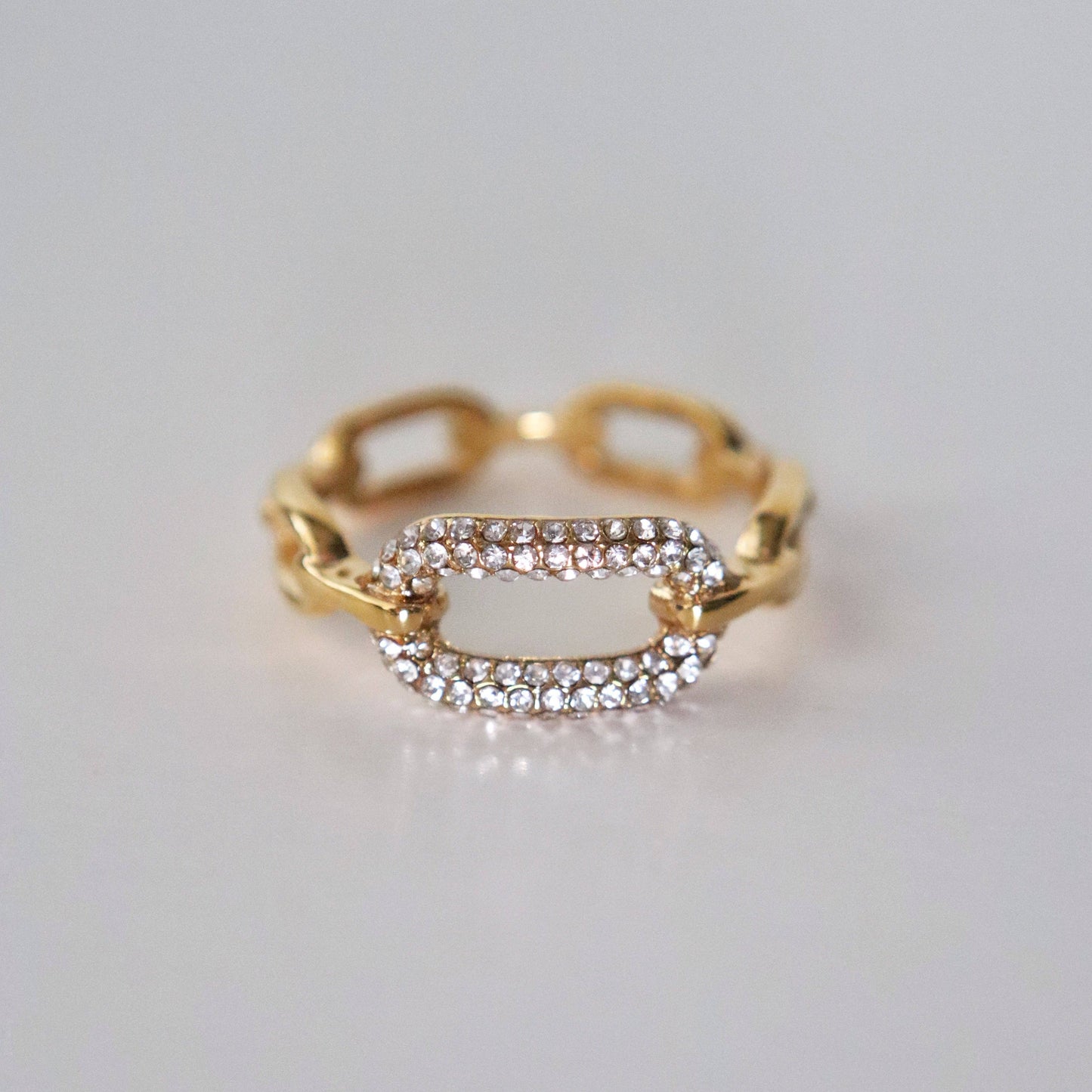 Pave Link Chain Ring
