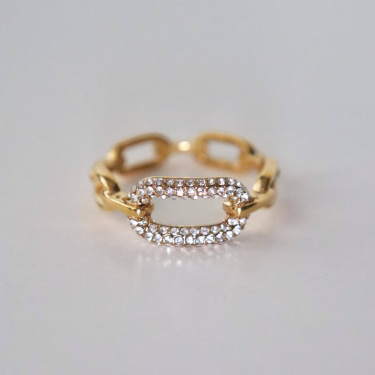 Pave Link Chain Ring