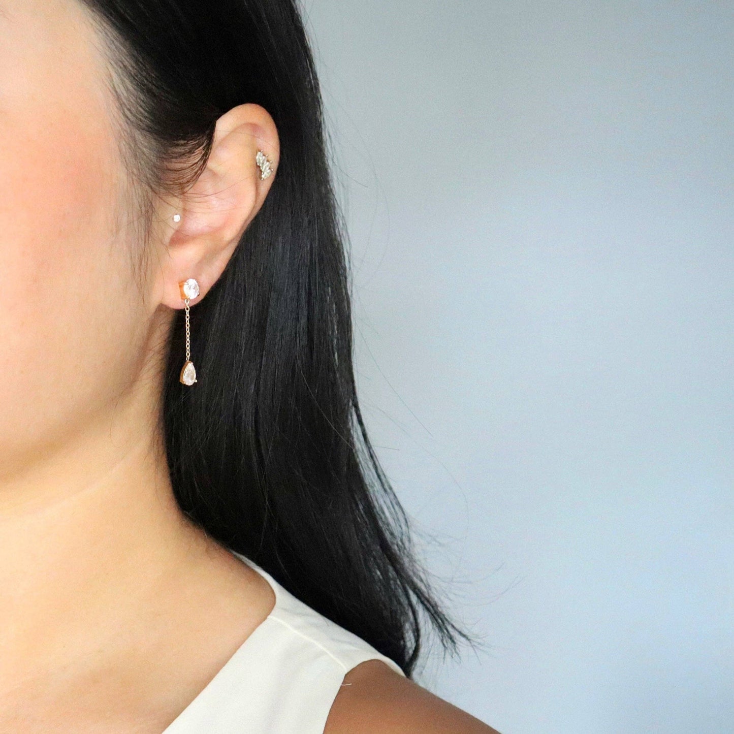 Dewdrop CZ Dangle Earrings