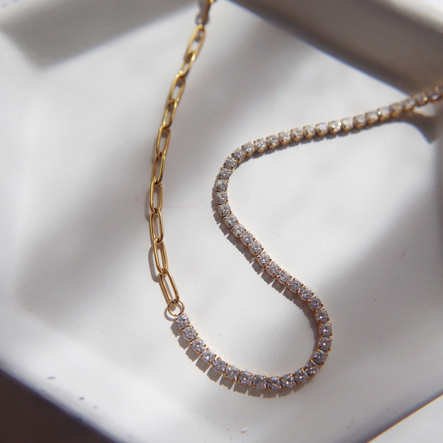 Celine CZ Paperclip Necklace