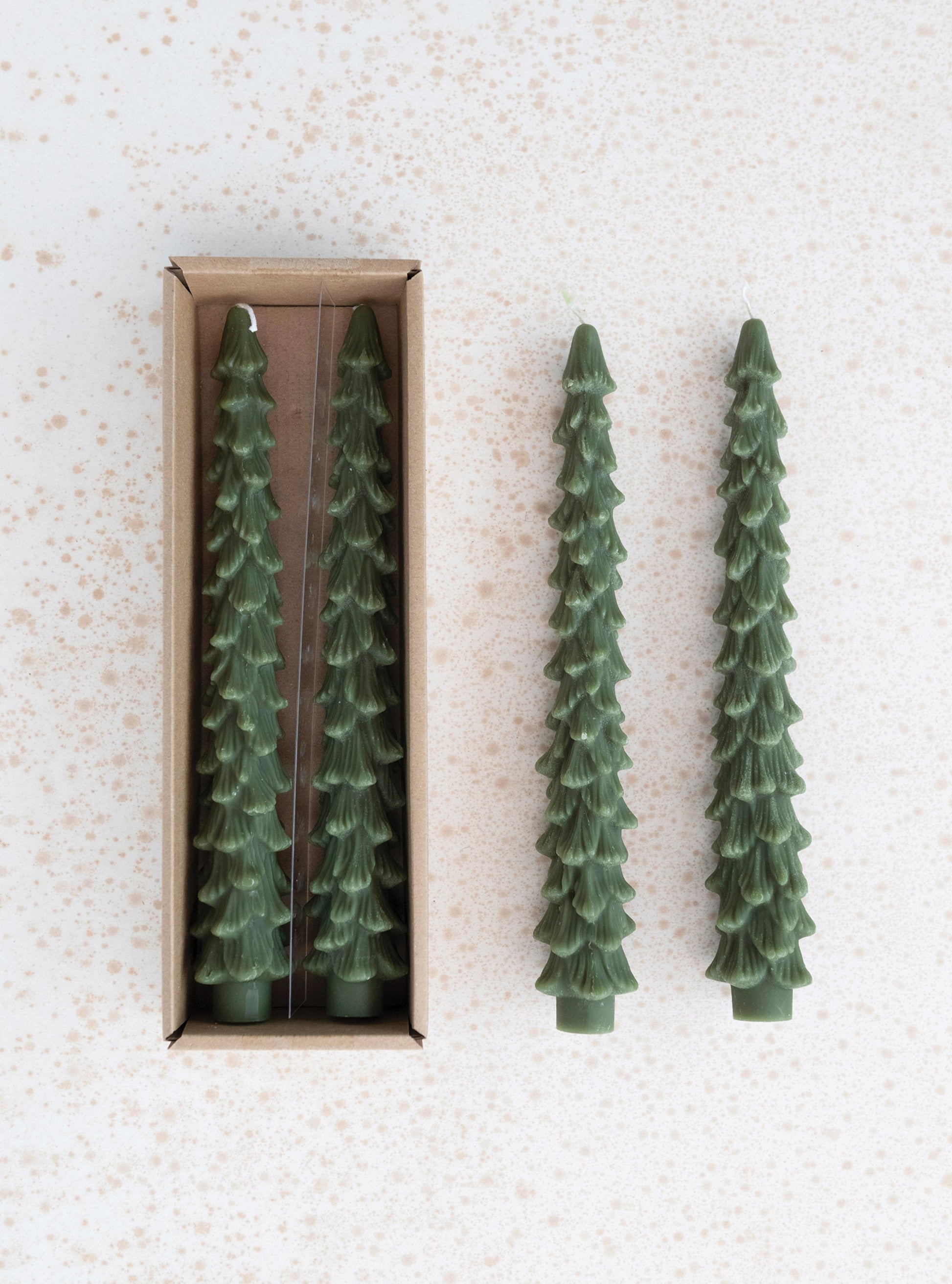 Unscented Tree Shaped Taper Candles, Set of 2