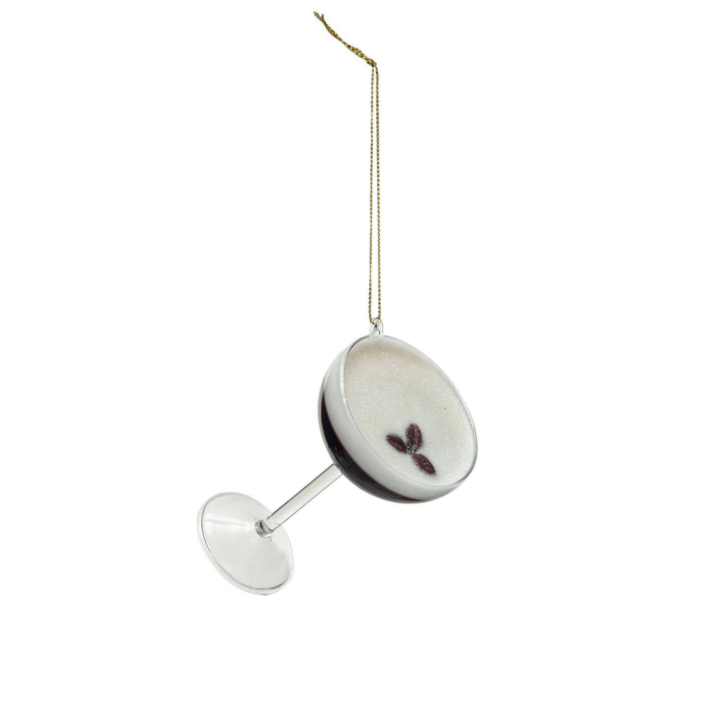 Glass Espresso Martini Ornament, Brown & White