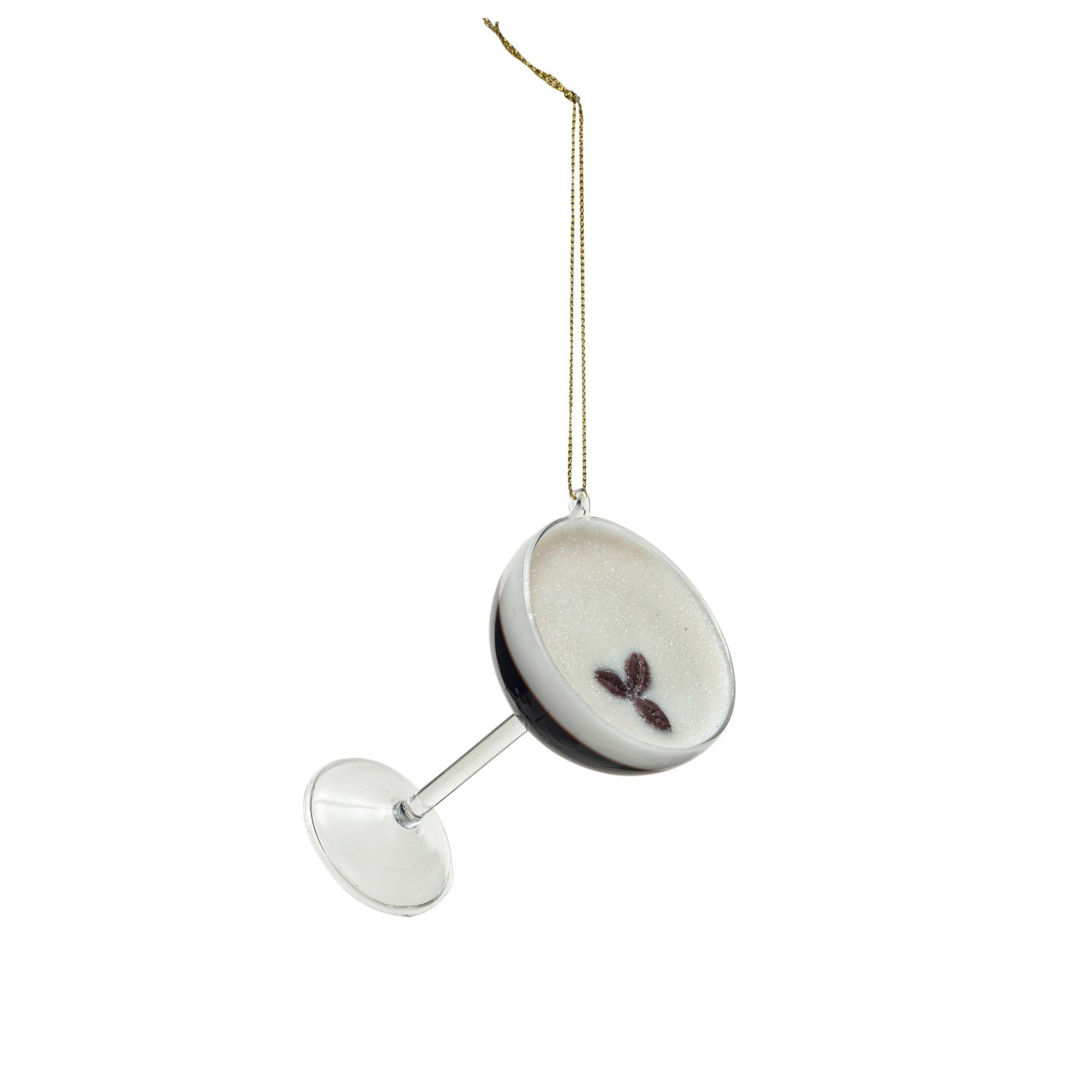 Glass Espresso Martini Ornament, Brown & White