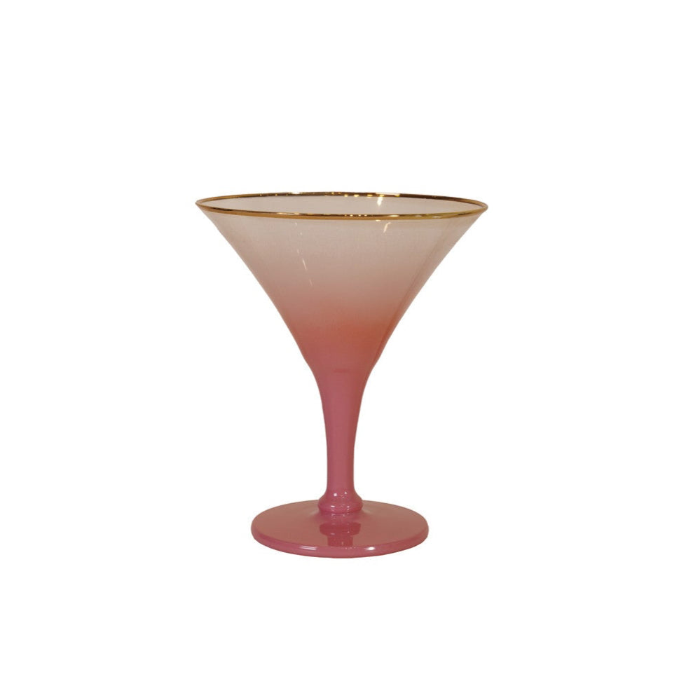 8 oz. Cocktail Glass with Gold Color Rim, Pink
