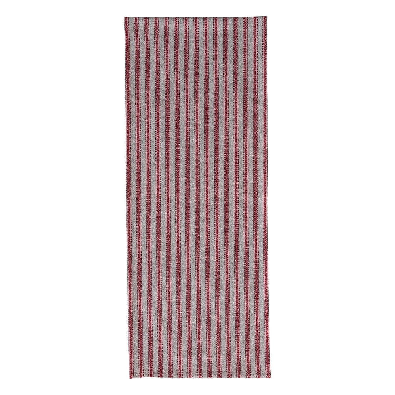 72"L x 14"W Woven Cotton Striped Table Runner, Red & Natural