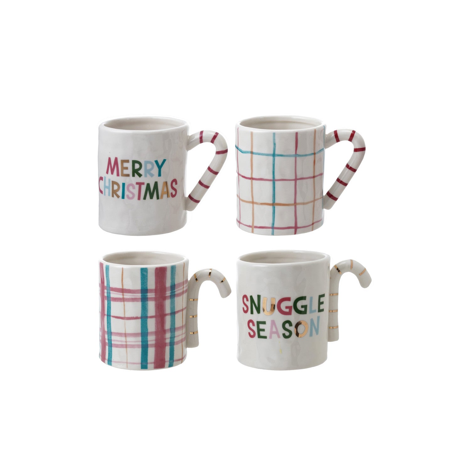 16 oz. Stoneware Mug with Candy Cane Handle, 4 Styles