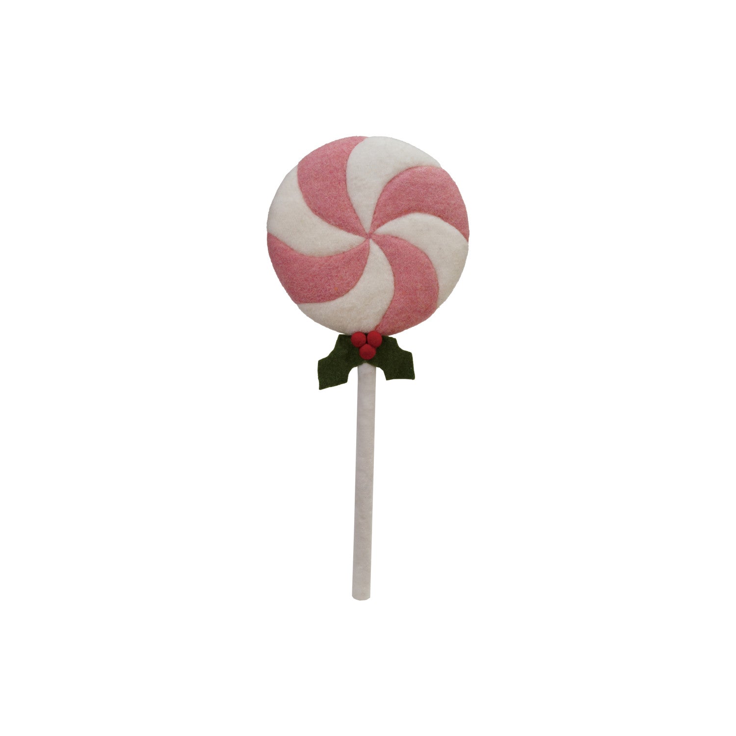 10-1/4"L x 2"W x 23-1/2"H Handmade Wool Felt Lollipop with Holly