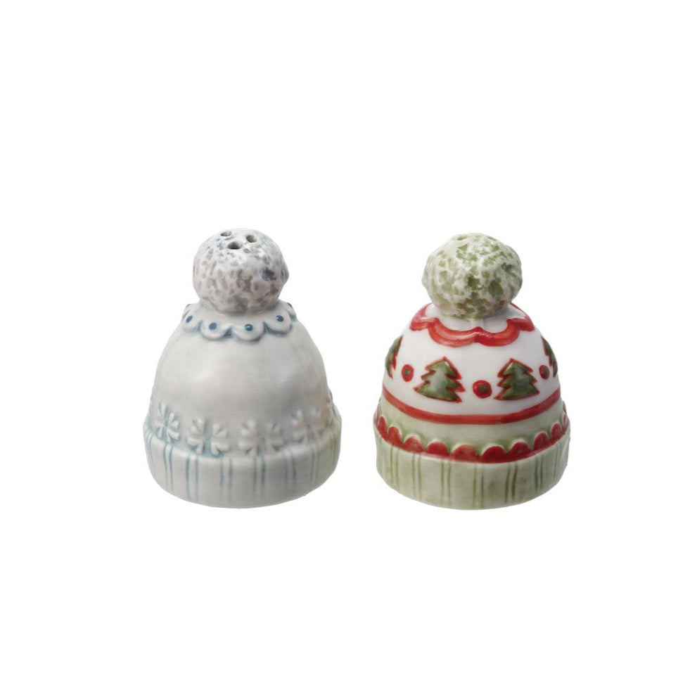 Stoneware Hat Shaped Salt & Pepper Shakers, Set of 2 ©
