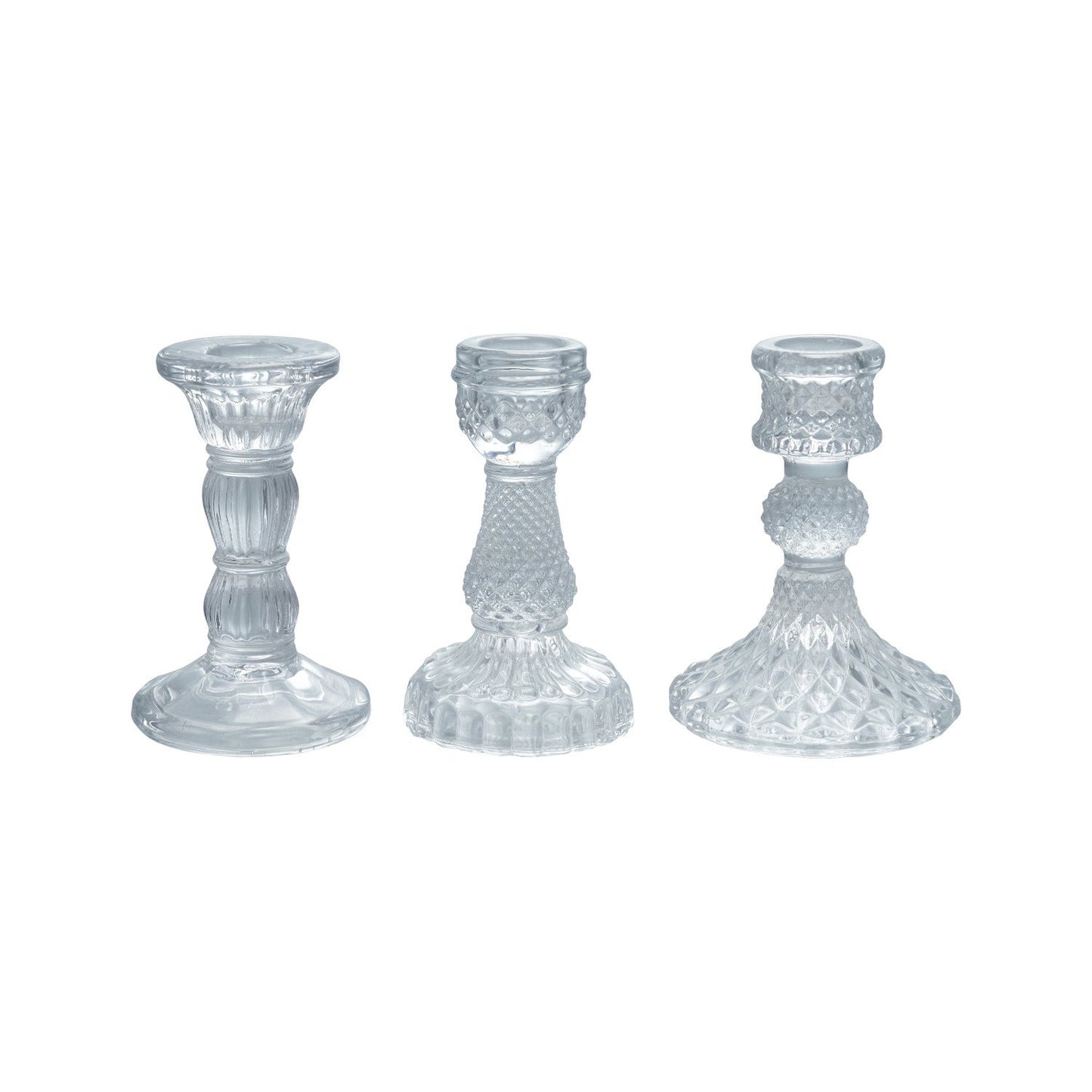 Pressed Glass Taper Holder, 3 Styles