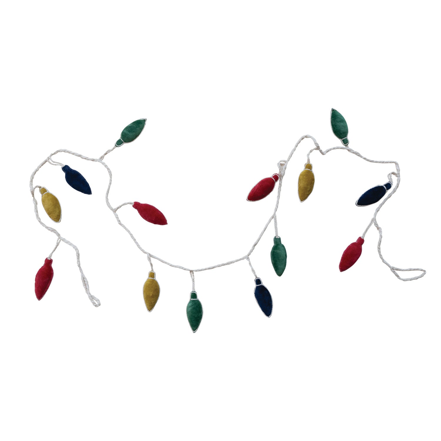 72"L x 3"H Woven Cotton Velvet Christmas Light Shaped Garland