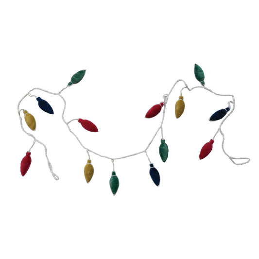 72"L x 3"H Woven Cotton Velvet Christmas Light Shaped Garland