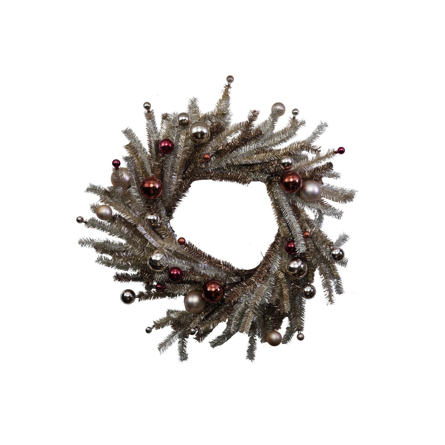 23-1/2" Round Tinsel Wreath with Ornaments, Multi Color