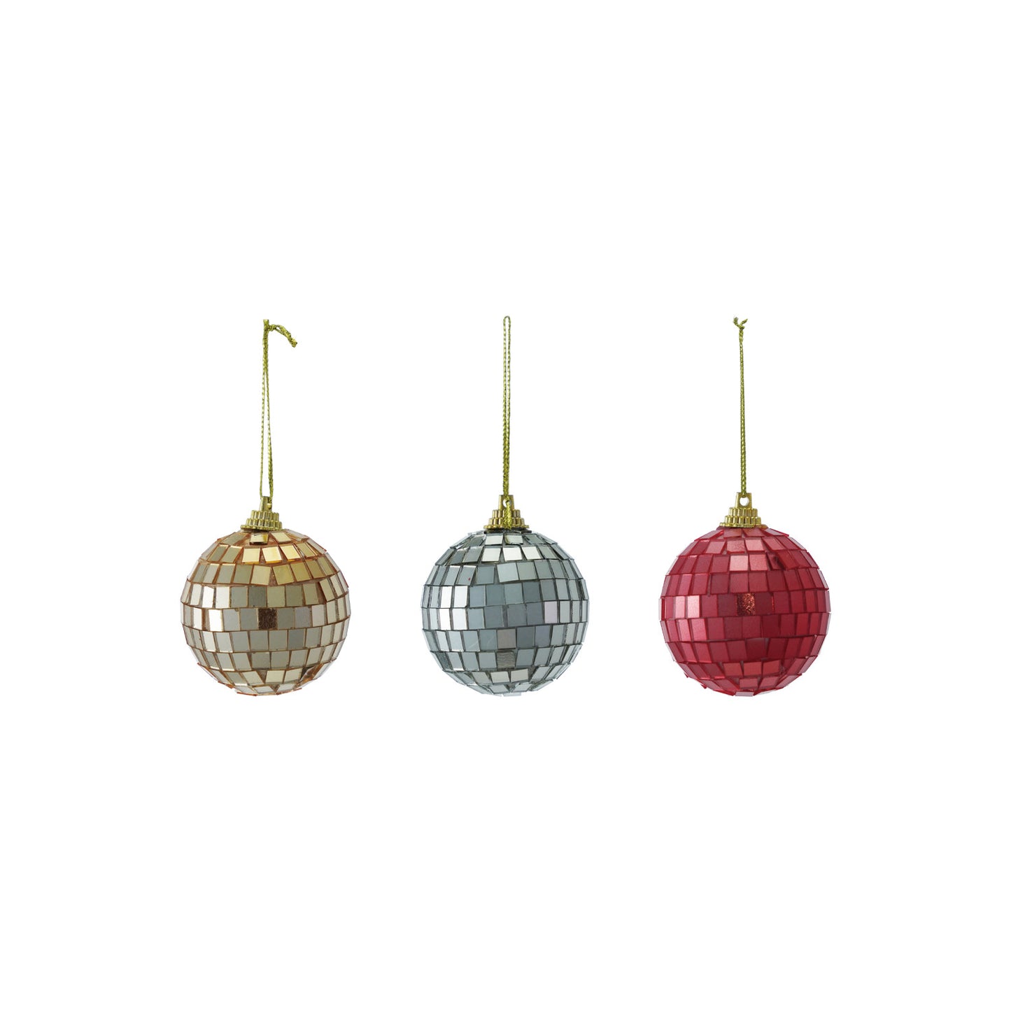 2" Round Foam & Mirrored Glass Mosaic Ball Ornament, 3 Colors