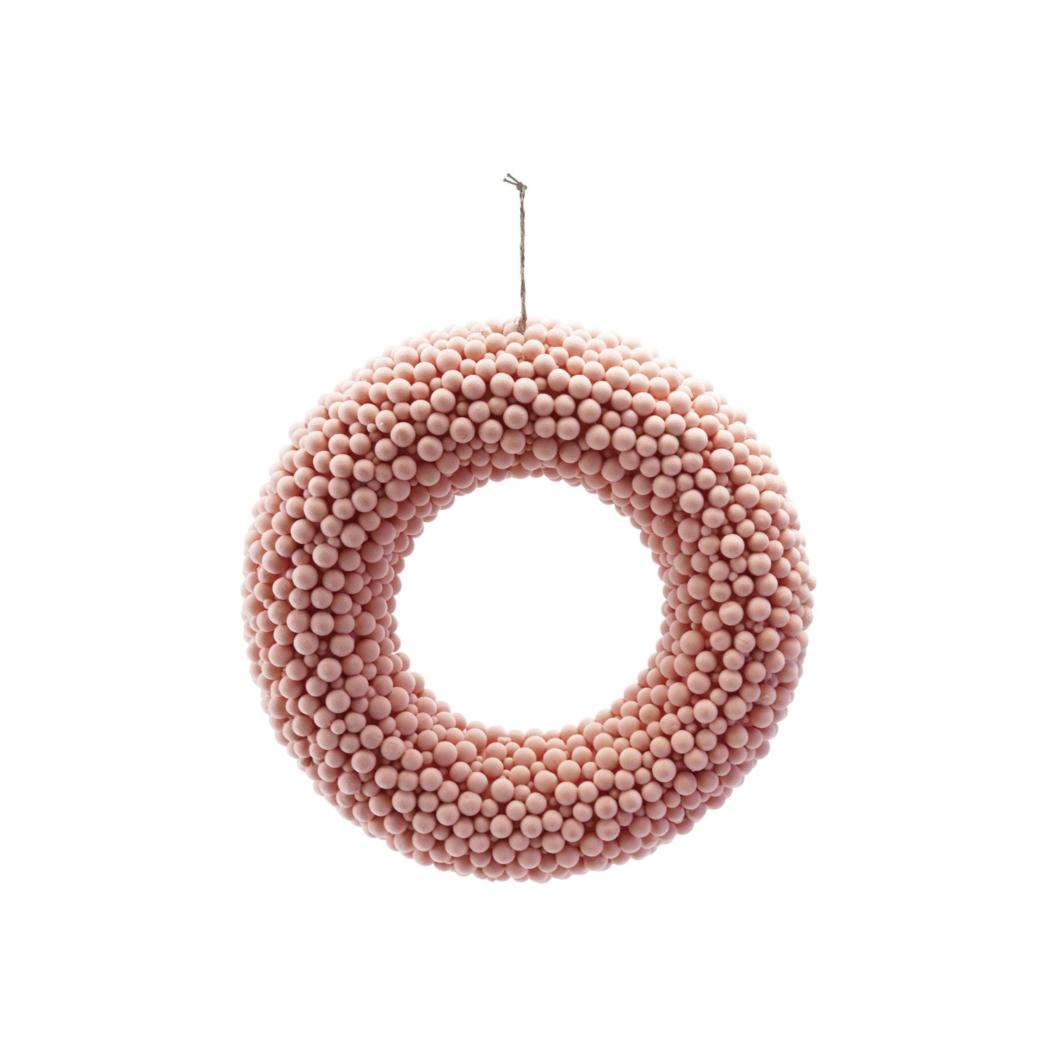 13" Round Flocked Foam Ball Wreath, Pink