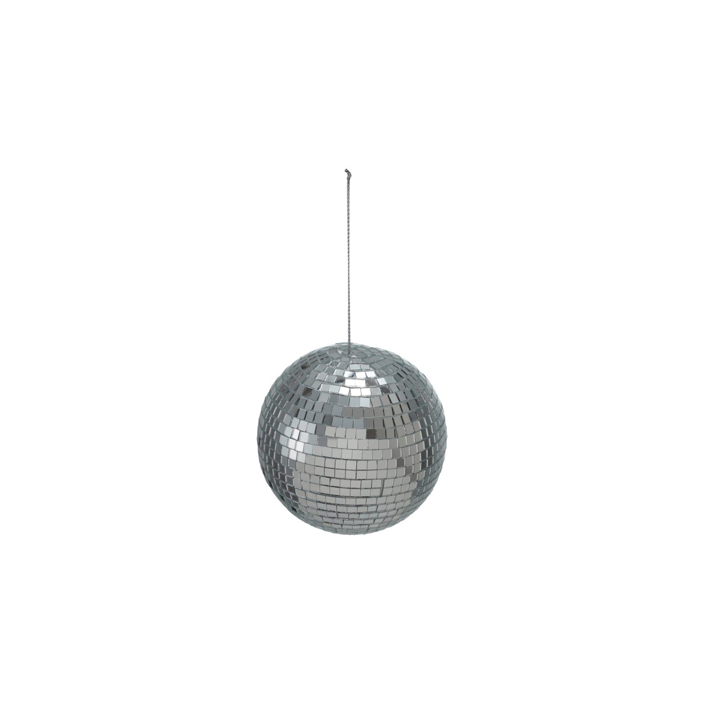4" Round Foam & Mirrored Glass Mosaic Ball Ornament, Silver Finish