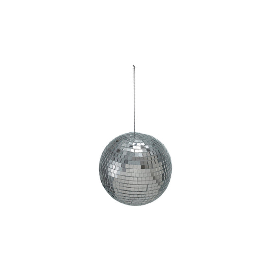 4" Round Foam & Mirrored Glass Mosaic Ball Ornament, Silver Finish