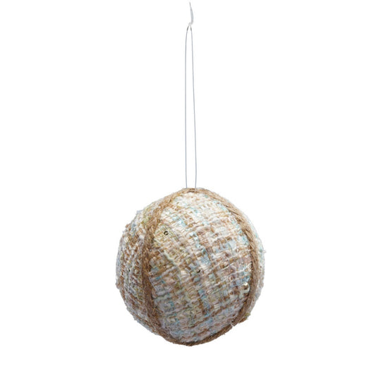 Fabric Tweed & Foam Ball Ornament with Plaid Pattern