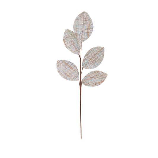 Fabric Tweed Leaf Stem with Metallic Thread Embroidery