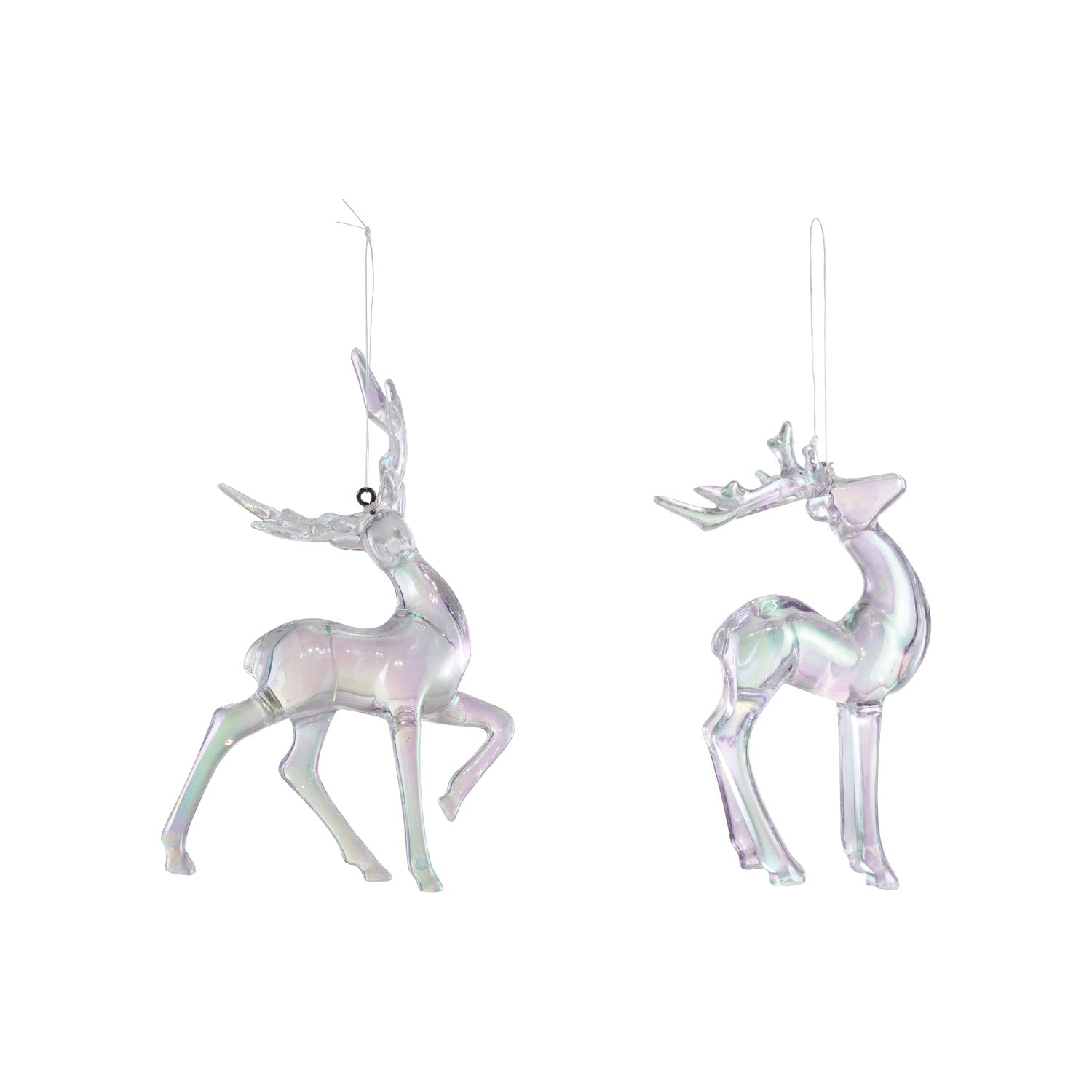 5"H - 6-1/2"H Plastic Deer Ornament, Iridescent Finish, 2 Styles